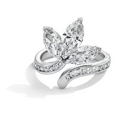 2.75 CT. TW Marquise-Cut Lab-Grown Diamond Floral Bypass Ring in 14K White Gold (F/VS2)