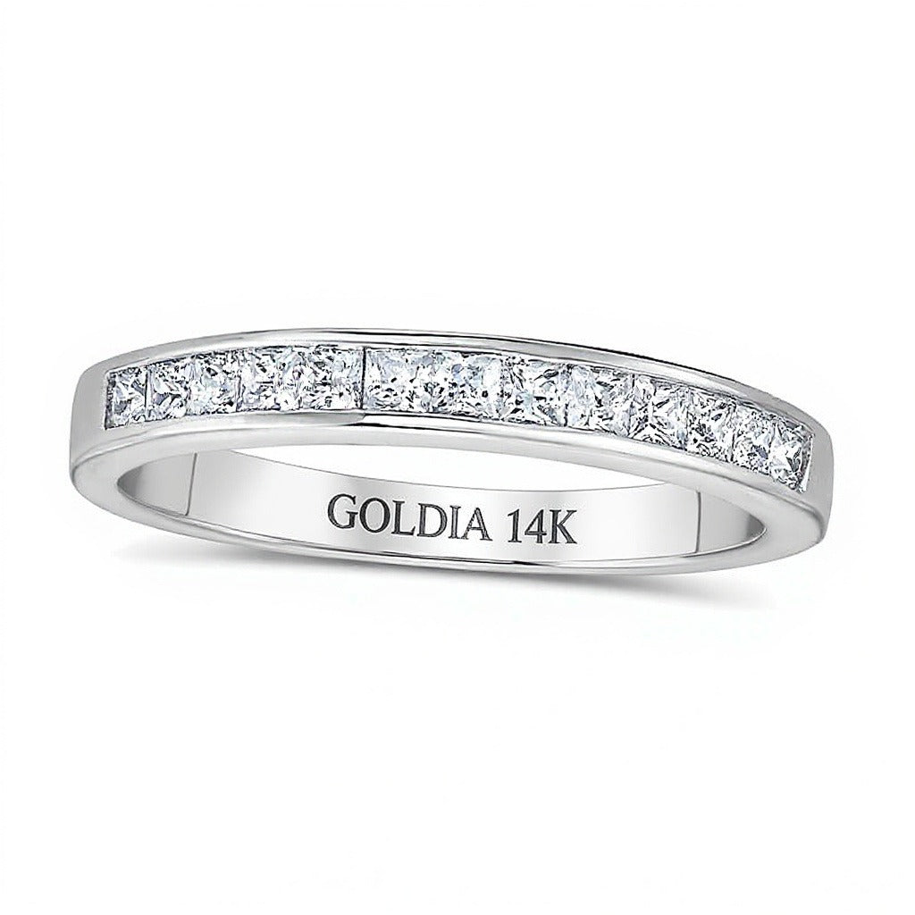 0.5 CT. TW Princess-Cut Diamond Wedding Band in 14K White Gold (H/VS2)