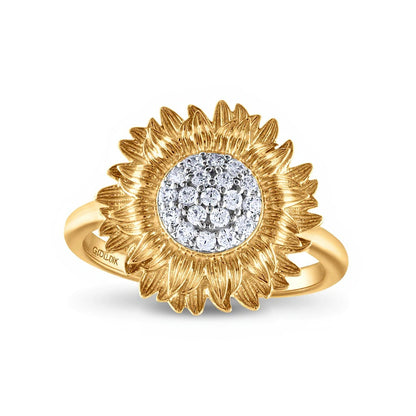 0.2 CT. TW Diamond Sunflower Ring in 10K Gold