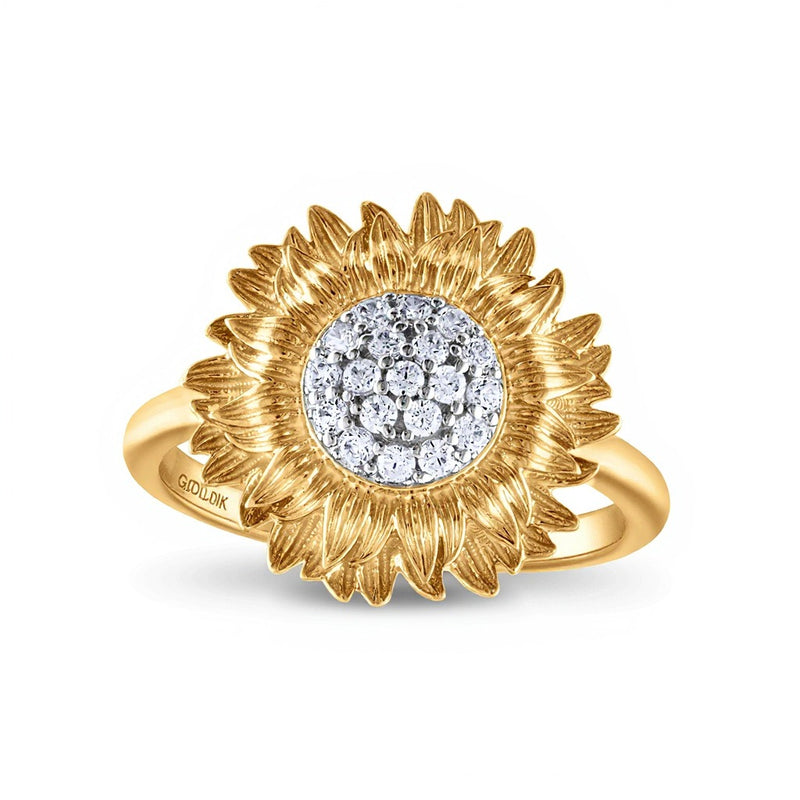 0.2 CT. TW Diamond Sunflower Ring in 10K Gold