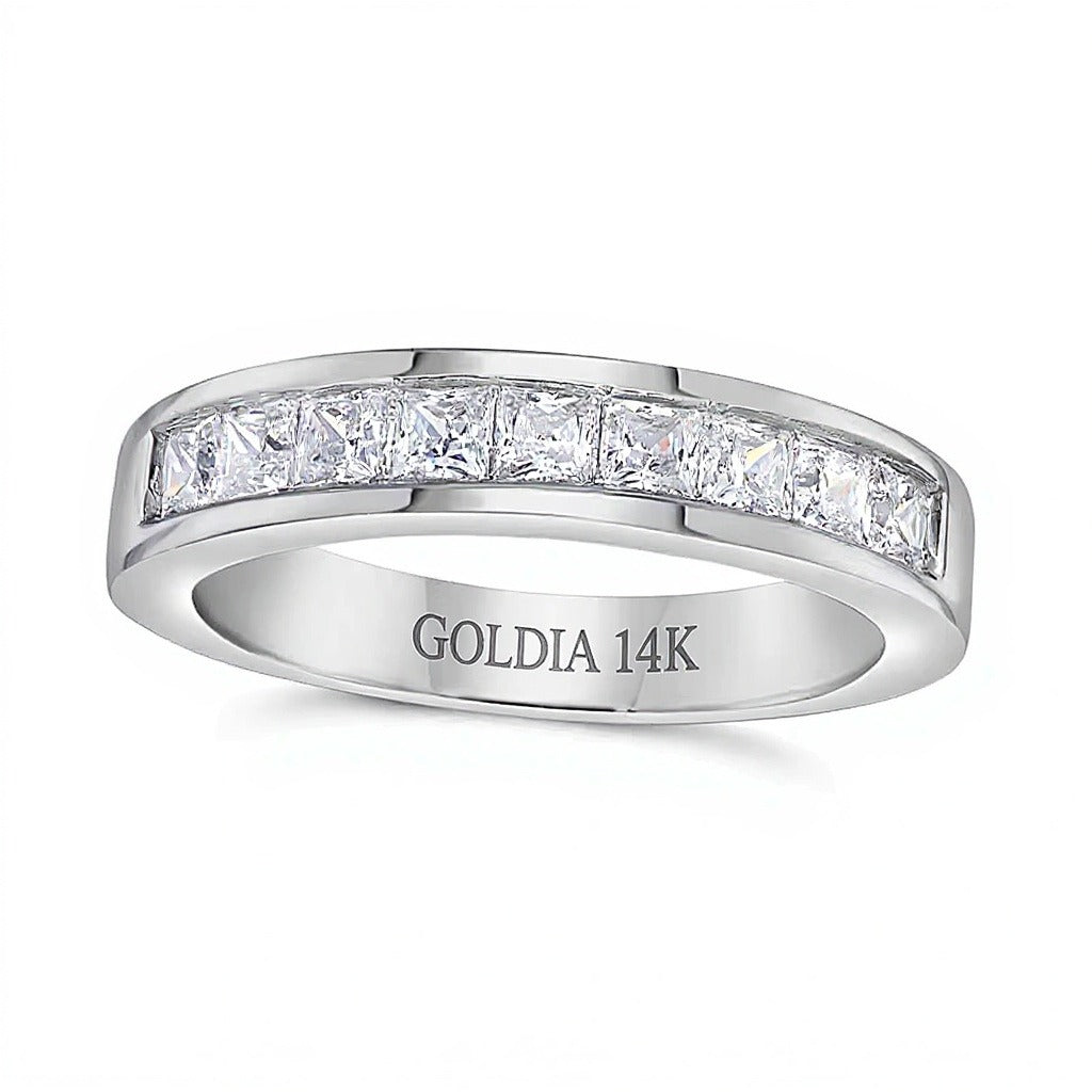 1.0 CT. TW Princess-Cut Diamond Nine Stone Wedding Band in 14K White Gold (H/VS2)