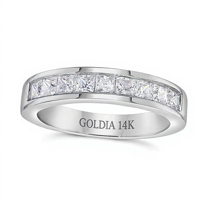 1.0 CT. TW Princess-Cut Diamond Nine Stone Wedding Band in 14K White Gold (H/VS2)