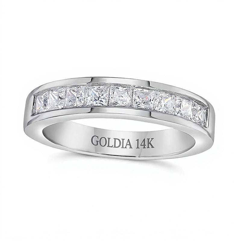 1.0 CT. TW Princess-Cut Diamond Nine Stone Wedding Band in 14K White Gold (H/VS2)