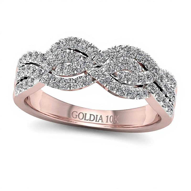 0.5 CT. TW Diamond Braided Twist Ring in 10K Rose Gold