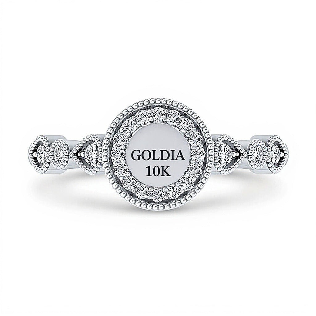 0.2 CT. TW Multi-Diamond Art Deco Vintage-Style Ring in 10K White Gold