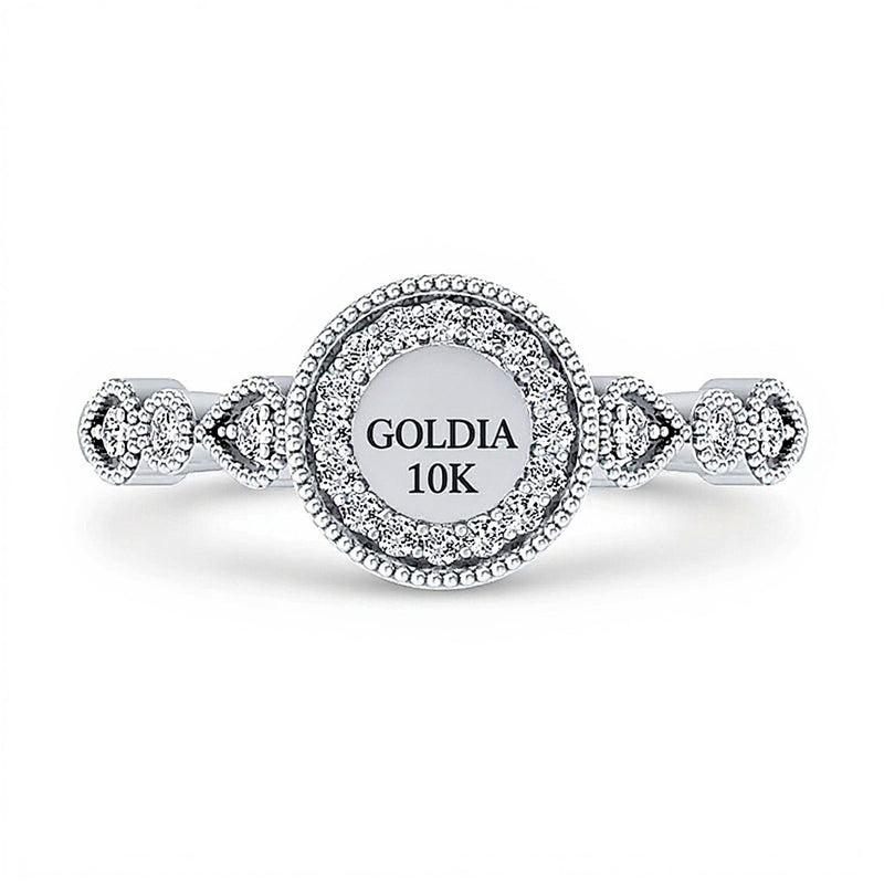 0.2 CT. TW Multi-Diamond Art Deco Vintage-Style Ring in 10K White Gold