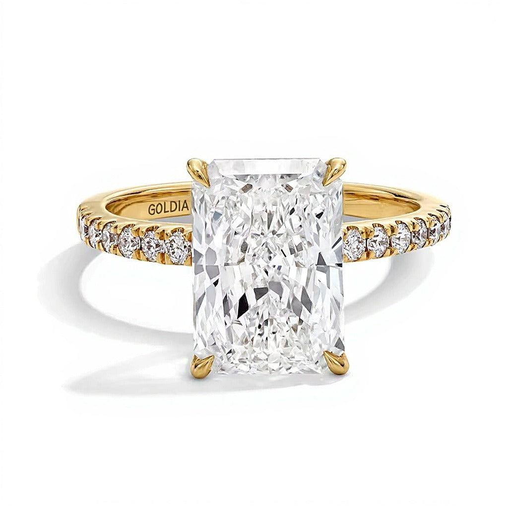 4.25 CT. TW Radiant-Cut Lab-Grown Diamond Engagement Ring in 14K Gold (F/VS2)