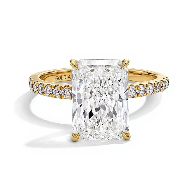 4.25 CT. TW Radiant-Cut Lab-Grown Diamond Engagement Ring in 14K Gold (F/VS2)