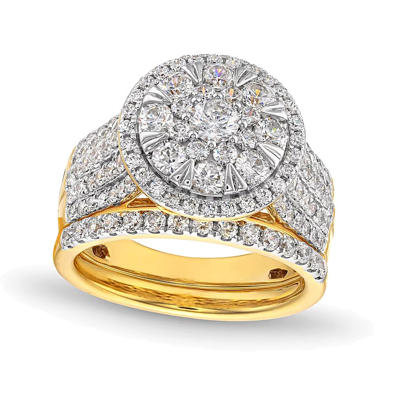 2.0 CT. TW Multi Diamond Pear Frame Bridal Set in 10K White Gold