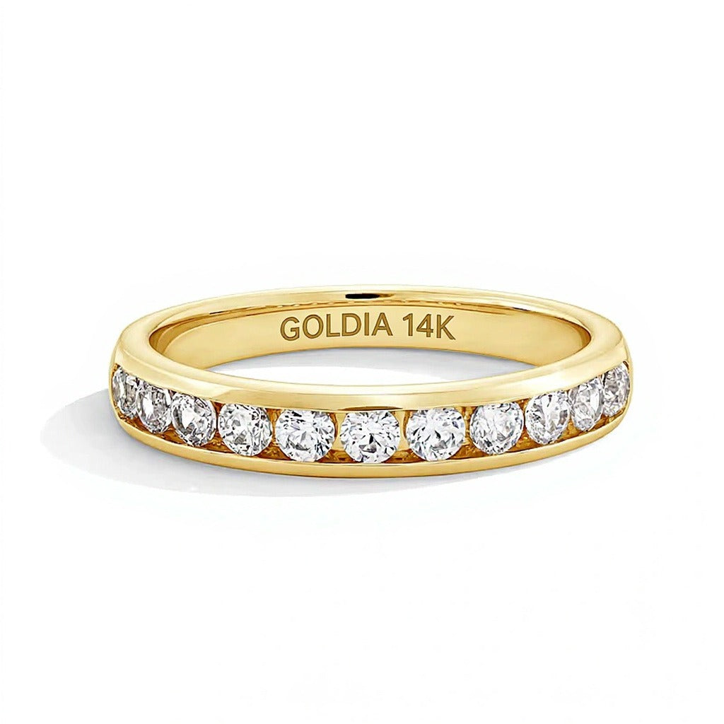 0.5 CT. TW Diamond Channel-Set Eleven Stone Band in 14K Gold