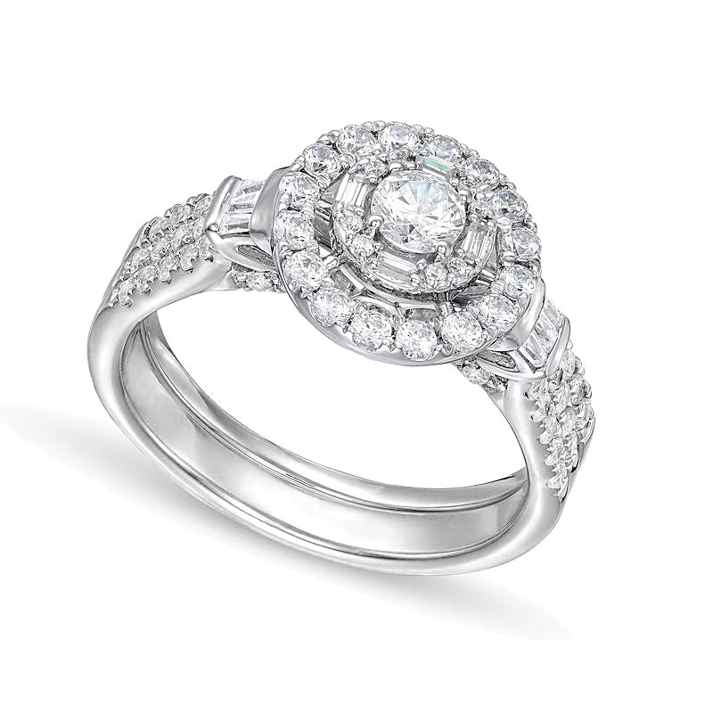 1.0 CT. TW Diamond Double Row Bridal Set in 10K White Gold