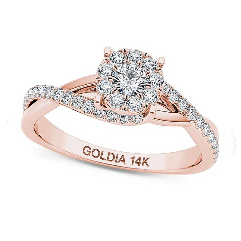 0.5 CT. TW Diamond Bypass Engagement Ring in 14K Rose Gold