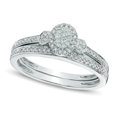 0.2 CT. TW Oval-Shaped Multi-Diamond Bridal Set in 10K White Gold