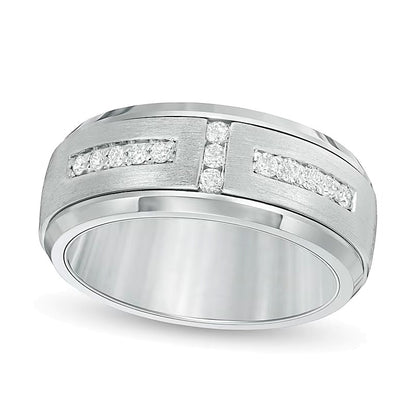 Triton 0.33 CT. TW Diamond Art Deco Comfort Fit Wedding Band in Tungsten