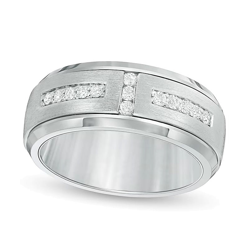 Triton 0.33 CT. TW Diamond Art Deco Comfort Fit Wedding Band in Tungsten
