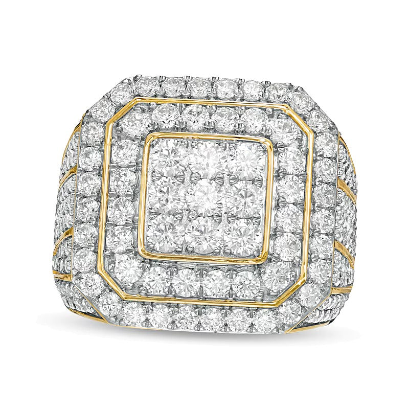 5.0 CT. TW Square Multi-Diamond Double Frame Signet Ring in 10K Gold