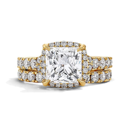 4.5 CT. TW Princess-Cut Lab-Grown Diamond Frame Bridal Set in 14K Gold (F/VS2)