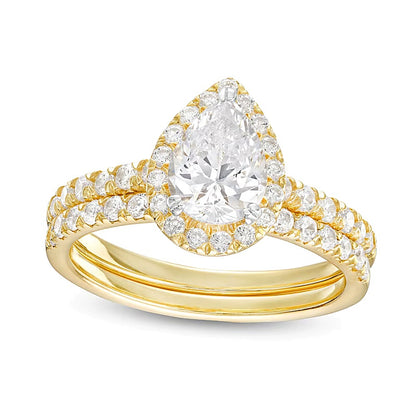 1.75 CT. TW Pear-Shaped Lab-Grown Diamond Frame Bridal Set in 14K Gold (I/SI2)