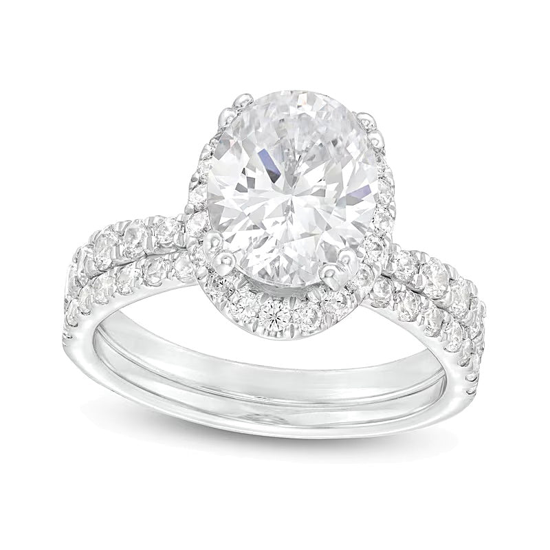 2.88 CT. TW Oval Lab-Grown Diamond Frame Bridal Set in 14K White Gold (I/SI2)