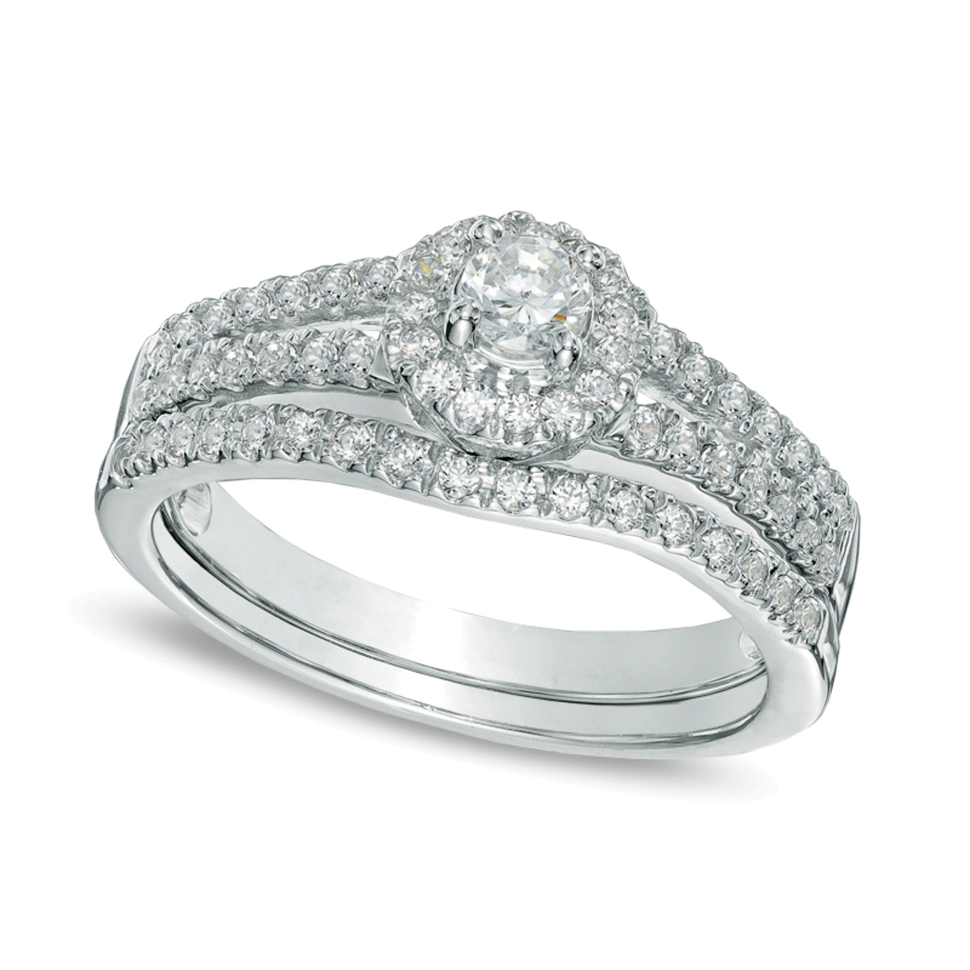 0.5 CT. TW Diamond Frame Bridal Set in 14K White Gold