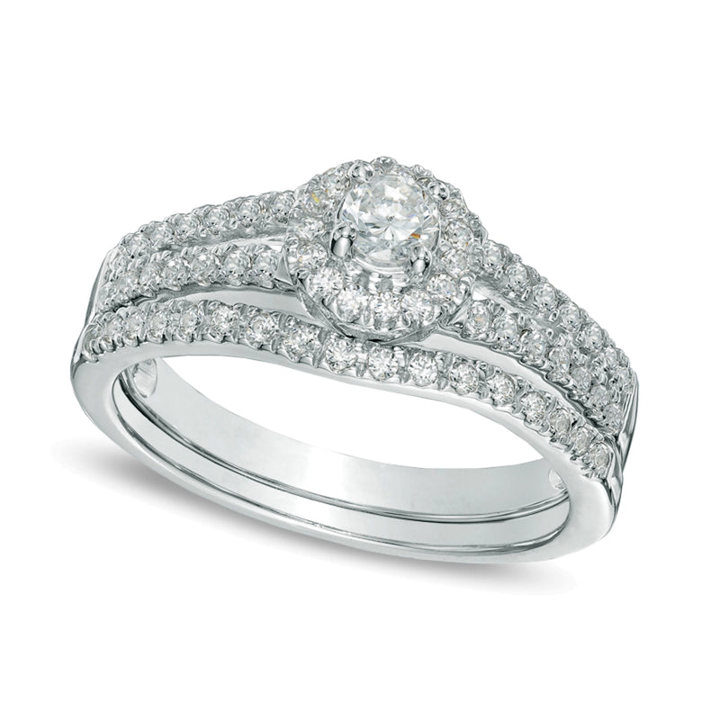 0.5 CT. TW Diamond Frame Bridal Set in 14K White Gold