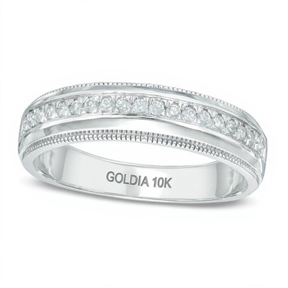 0.25 CT. TW Diamond Milgrain Wedding Band in 10K White Gold