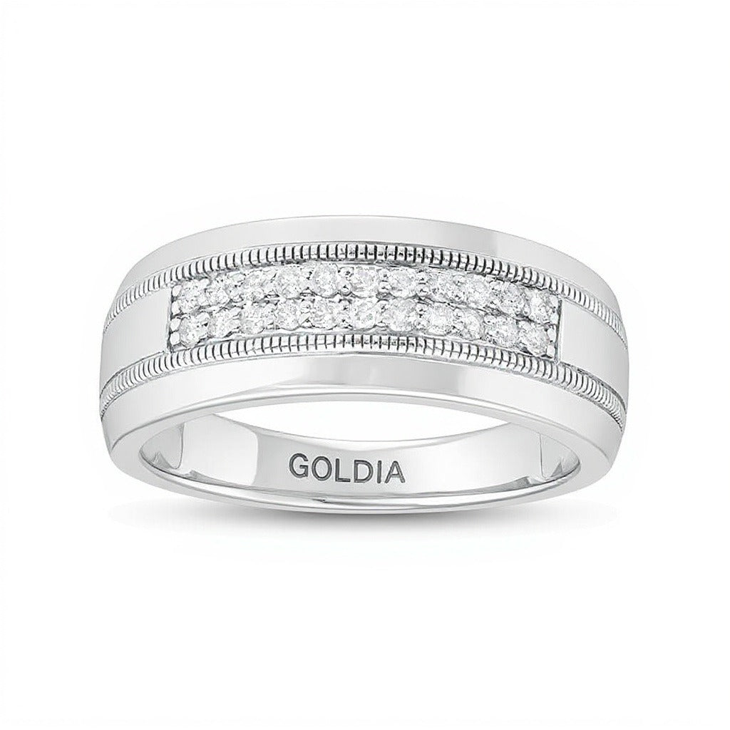 0.33 CT. TW Diamond Double Row Vintage-Style Wedding Band in 10K White Gold