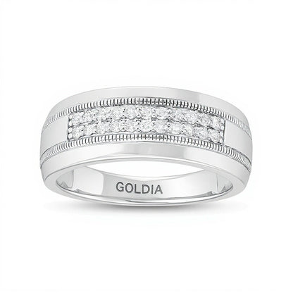 0.33 CT. TW Diamond Double Row Vintage-Style Wedding Band in 10K White Gold