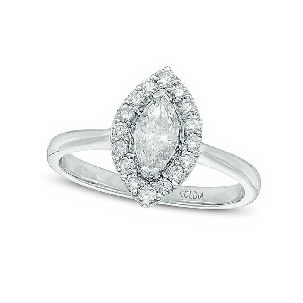 0.75 CT. TW Marquise Diamond Frame Engagement Ring in 10K White Gold