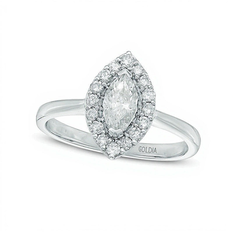 0.75 CT. TW Marquise Diamond Frame Engagement Ring in 10K White Gold