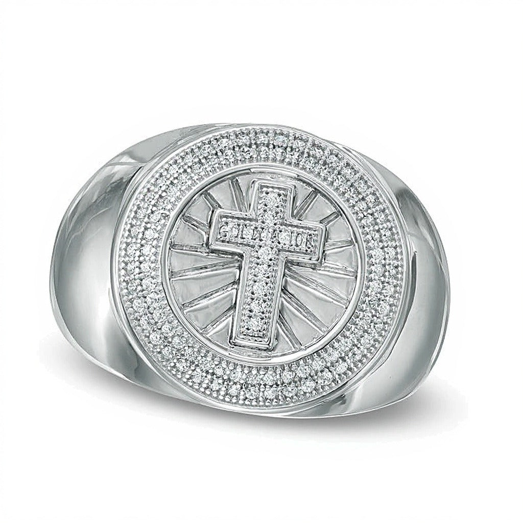 0.25 CT. TW Diamond Cross Ring in 10K White Gold