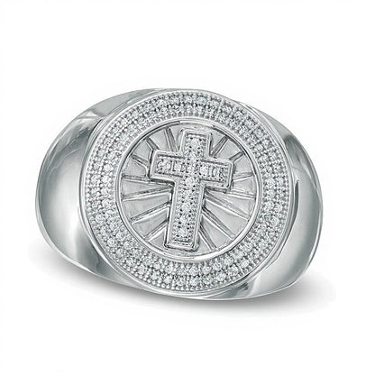 0.25 CT. TW Diamond Cross Ring in 10K White Gold