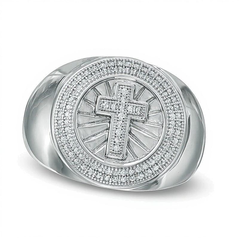 0.25 CT. TW Diamond Cross Ring in 10K White Gold