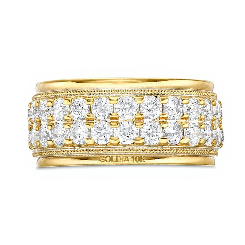2.0 CT. TW Diamond Double Row Vintage-Style Wedding Band in 10K Gold