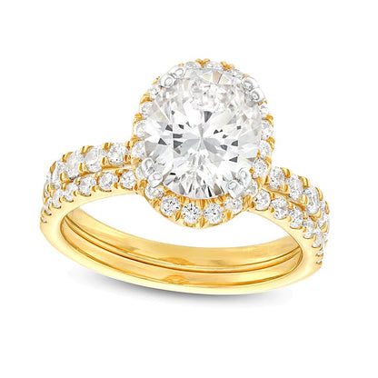 2.88 CT. TW Oval Lab-Grown Diamond Frame Bridal Set in 14K Gold (I/SI2)