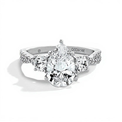 2.75 CT. TW Pear-Shaped Lab-Grown Diamond Three Stone Engagement Ring in 14K White Gold (F/SI2)