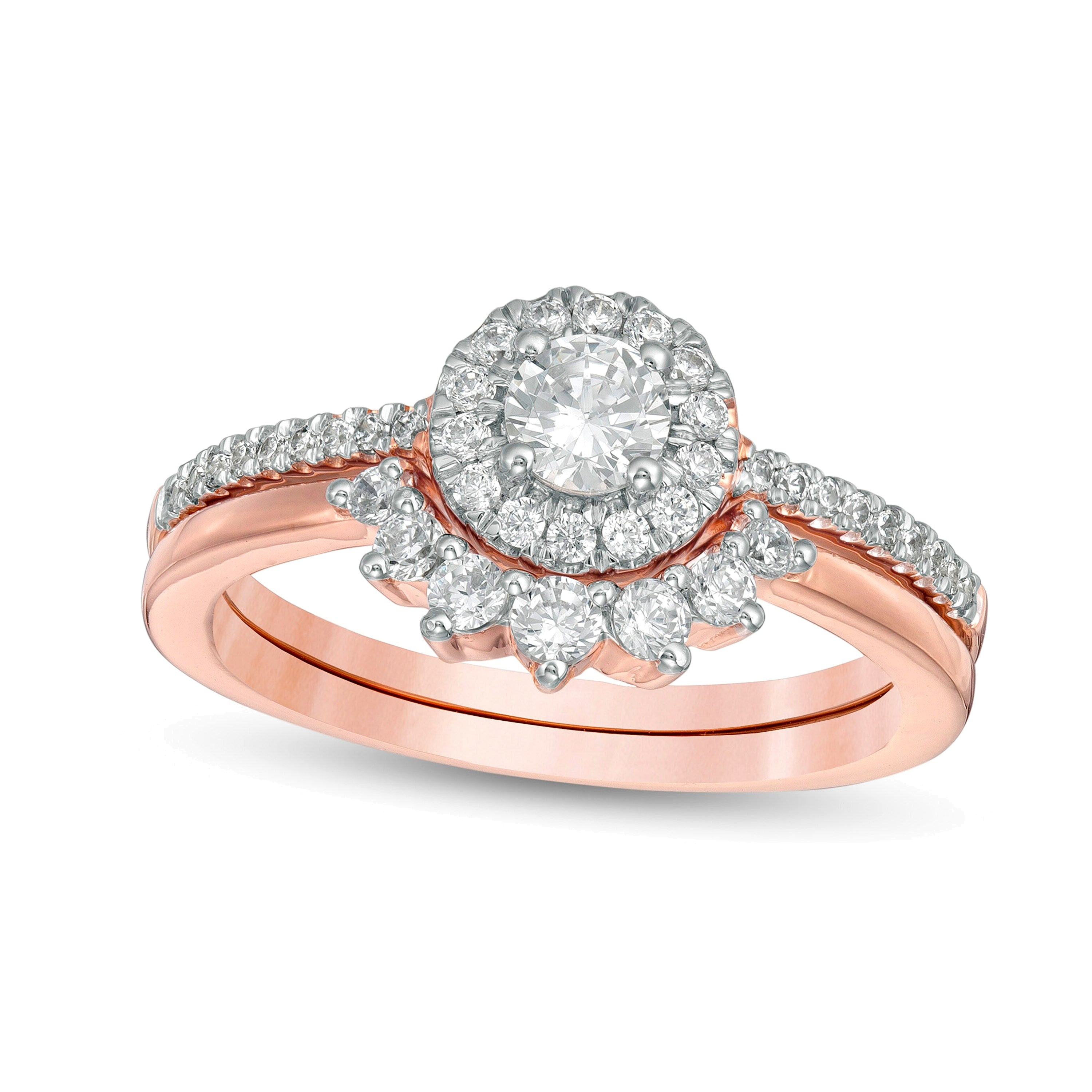 0.63 CT. TW Diamond Frame Tiara Bridal Set in 10K Rose Gold