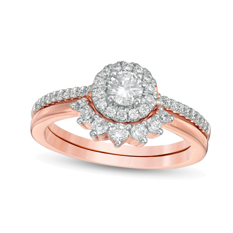 0.63 CT. TW Diamond Frame Tiara Bridal Set in 10K Rose Gold