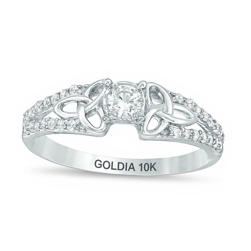 0.33 CT. TW Diamond Celtic Knots Split Shank Engagement Ring in 10K White Gold