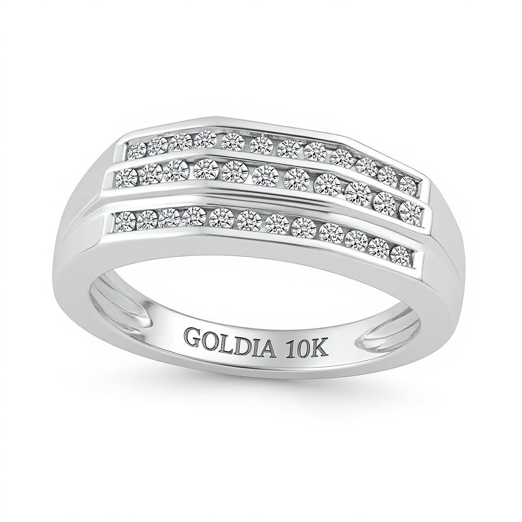 0.5 CT. TW Diamond Triple Row Band in 10K White Gold