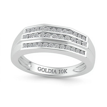 0.5 CT. TW Diamond Triple Row Band in 10K White Gold