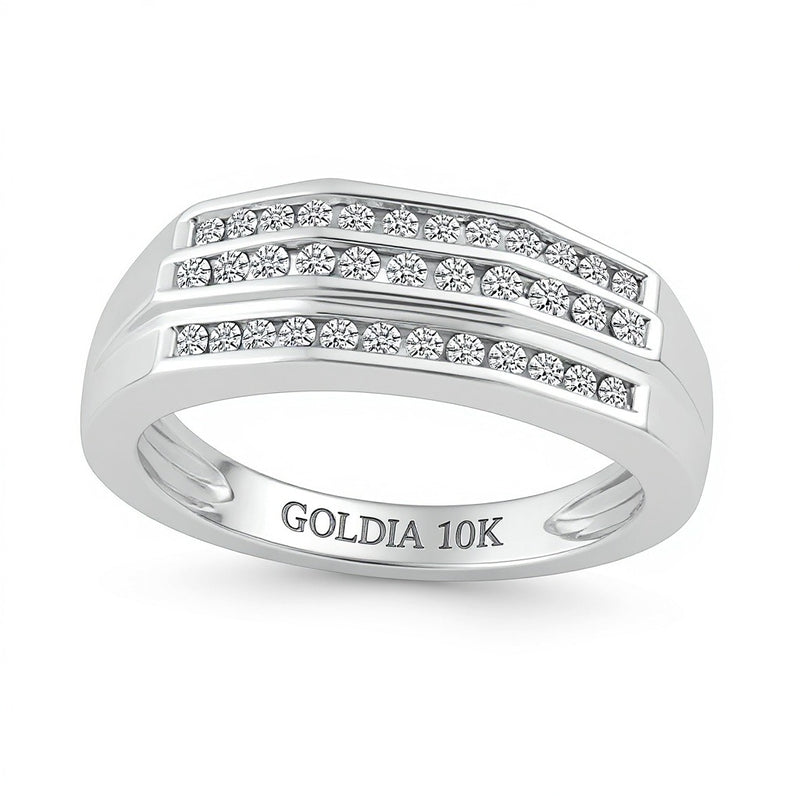 0.5 CT. TW Diamond Triple Row Band in 10K White Gold