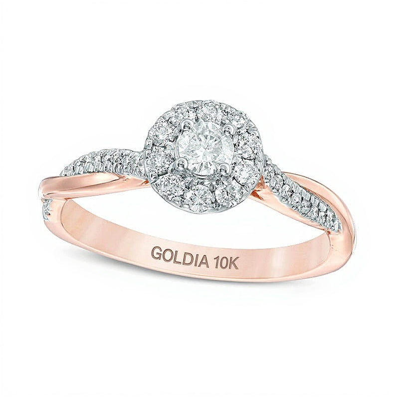 0.38 CT. TW Diamond Frame Twist Engagement Ring in 10K Rose Gold