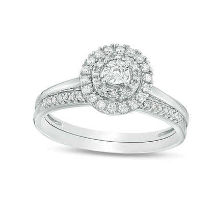 0.25 CT. TW Diamond Double Frame Bridal Set in 10K White Gold