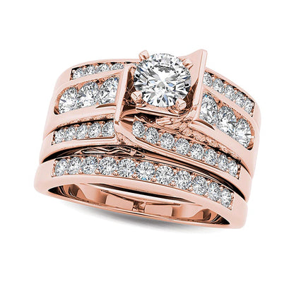 1.25 CT. TW Diamond Multi-Row Bridal Set in 14K Rose Gold