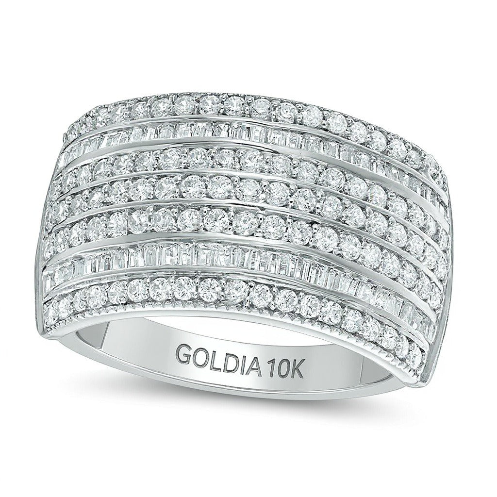 1.0 CT. TW Diamond Seven Row Anniversary Ring in 10K White Gold