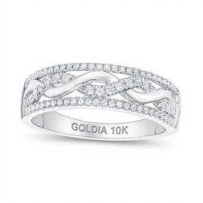 0.25 CT. TW Diamond Twist Wedding Band in 10K White Gold
