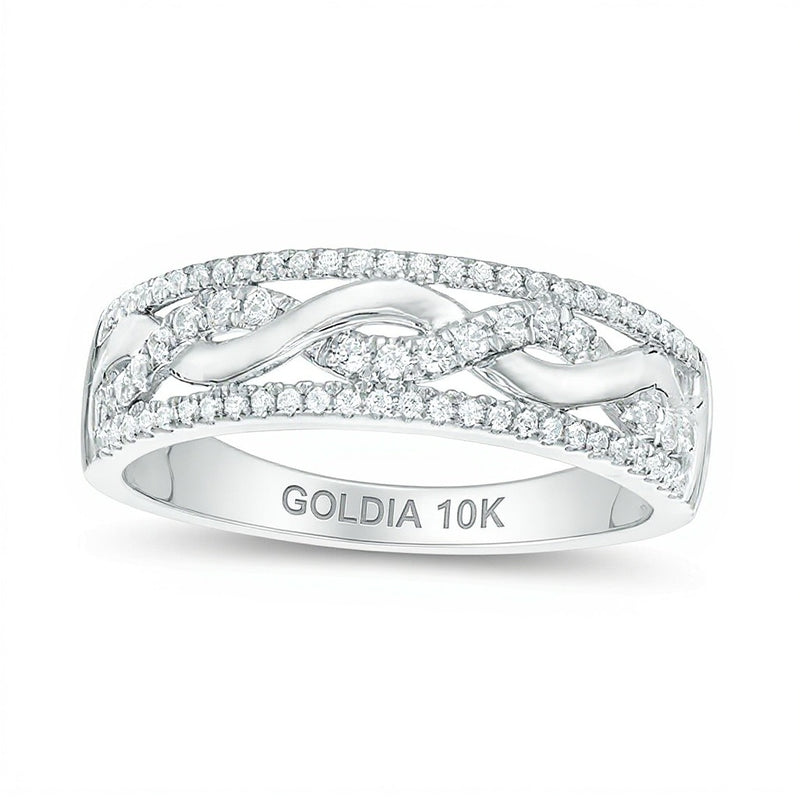 0.25 CT. TW Diamond Twist Wedding Band in 10K White Gold