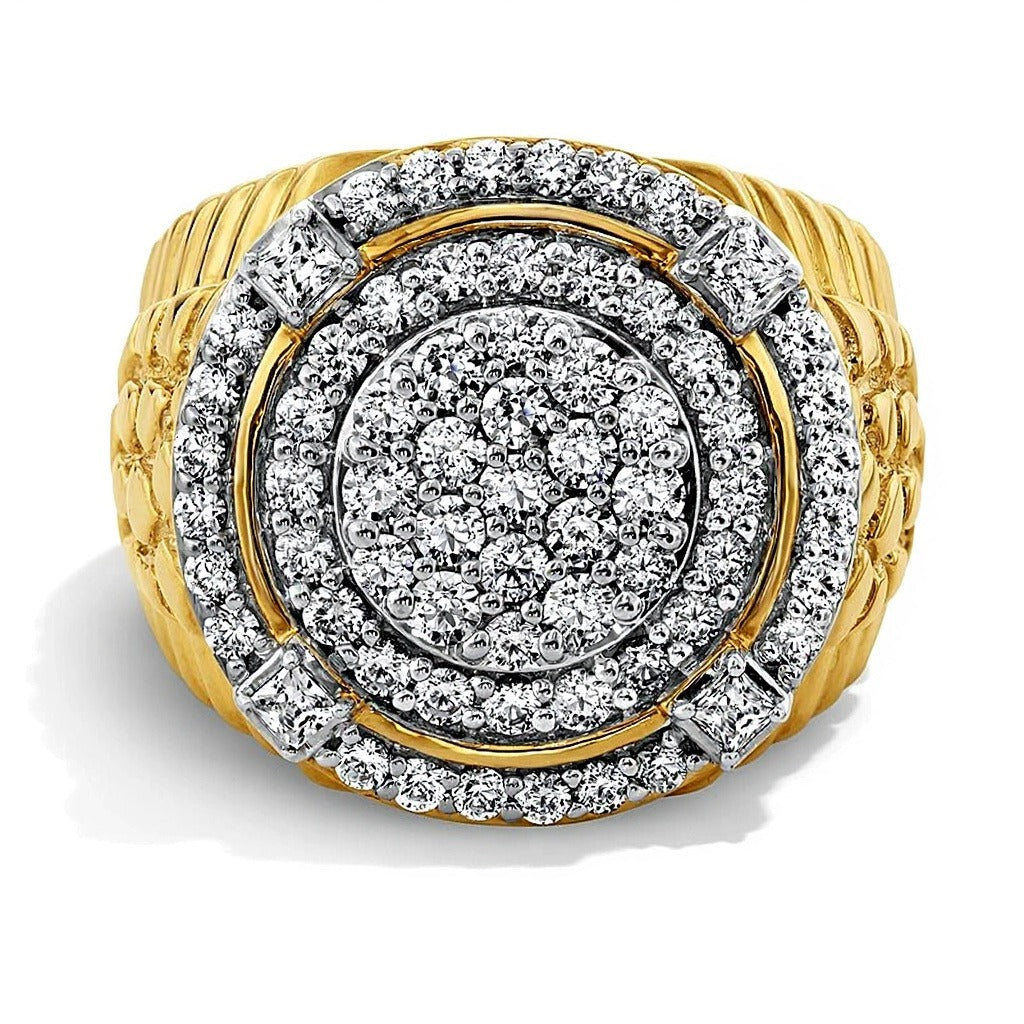 1.75 CT. TW Lab-Grown Multi-Diamond Double Frame Nugget Ring in 10K Gold (F/VS2)