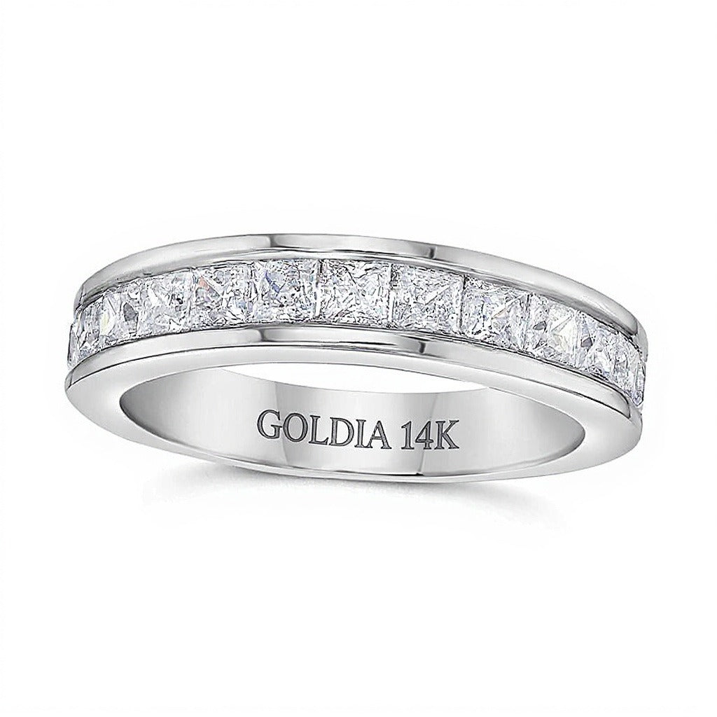1.5 CT. TW Princess-Cut Diamond Wedding Band in 14K White Gold (H/VS2)